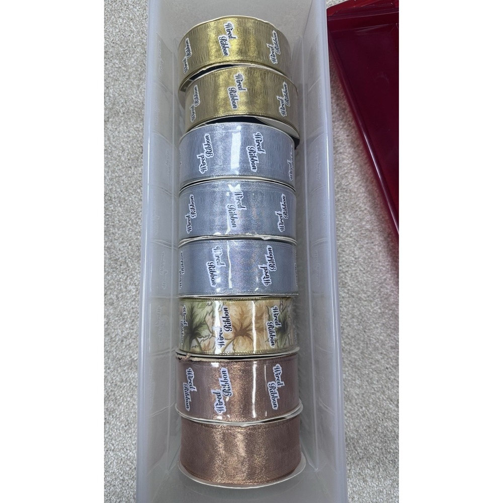 Lot Of 7 Vintage spools of assorted wired holiday and decorative ribbon Offray